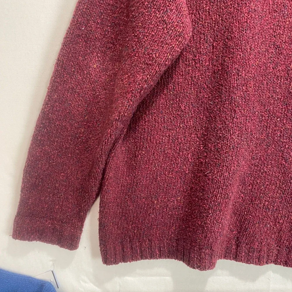 Original Structure Blue Workwear Mens Large Burgundy Wool Silk Cotton Sweater L